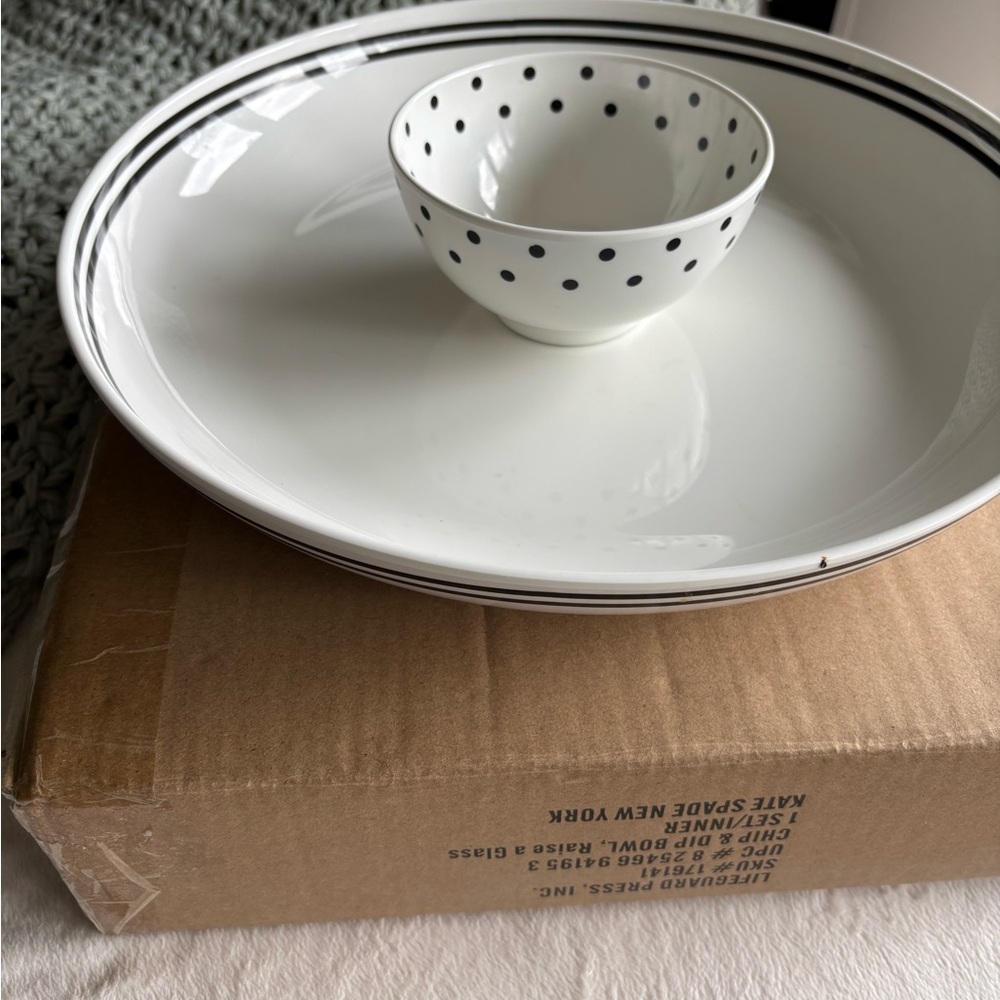 Kate Spade White and Black Dinnerware Set with Polka Dot Bowl